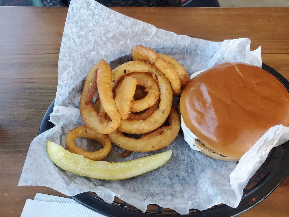 Caprese Burger with Onion Rings